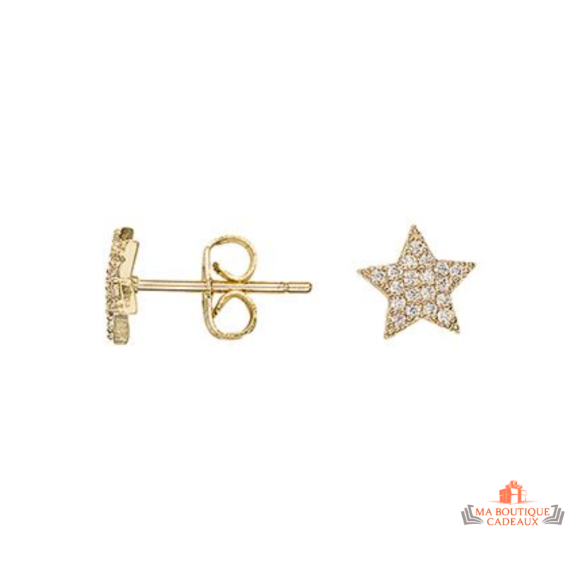 Boucles d’oreilles plaqué or motif étoile en zirconium – Carla Nogueres
