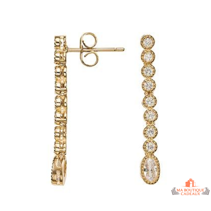Boucles d’oreilles en plaqué or avec neuf pierres en zirconium – Carla Nogueres
