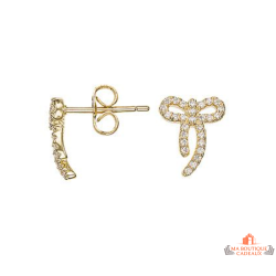 Boucles d’oreilles plaqué or motif nœud papillon en zirconium – Carla Nogueres