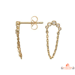Boucles d’oreilles plaqué or cinq pierres et chaîne en zirconium – Carla Nogueres