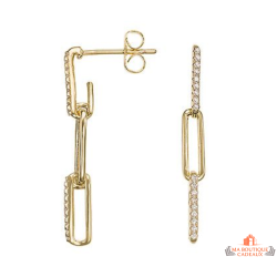 Boucles d’oreilles plaqué or motifs rectangles sertis de zirconium – Carla Nogueres
