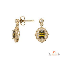 Boucles d’oreilles en plaqué or avec pierre verte en zirconium – Carla Nogueres