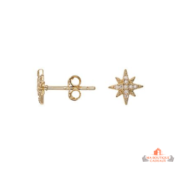 Boucles d’oreilles plaqué or étoile sertie de zirconium – Carla Nogueres