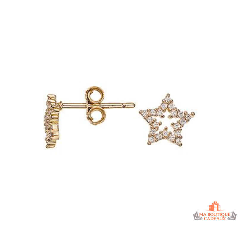 Boucles d’oreilles en plaqué or motif étoile sertie de zirconiums – Carla Nogueres