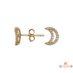 Boucles d’oreilles plaqué or motif lune sertie de zirconiums – Carla Nogueres