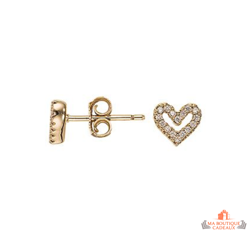 Boucles d’oreilles plaqué or motif cœur serti de zirconiums – Carla Nogueres