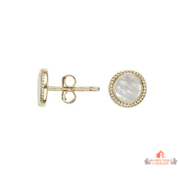 Boucles d’oreilles plaqué or pierre blanche entourée de zirconiums – Carla Nogueres