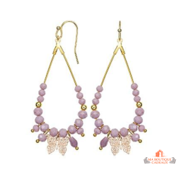 Boucles d’oreilles fantaisie acier violet clair avec pendentif papillon – 65 mm
