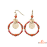 Boucles d’oreilles fantaisie acier orange 50 mm avec pendentifs ronds