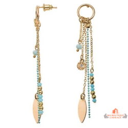 Boucles d’oreilles fantaisie acier multicolore 80 mm avec chaînettes et pendentifs