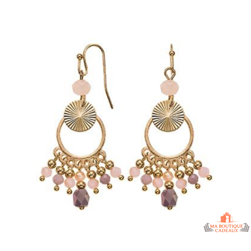 Boucles d’oreilles fantaisie acier rose 50 mm