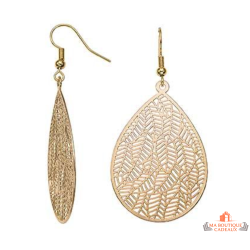 Boucles d’oreilles fantaisie acier doré ajouré 60 mm