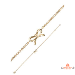 Bracelet plaqué or motif nœud papillon – Carla Nogueres – 16+2 cm – Garantie 2 ans