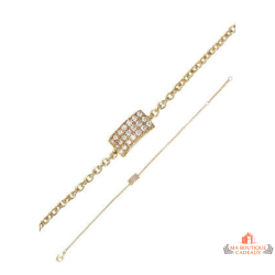 Bracelet plaqué or rectangle zirconium – Carla Nogueres – 16+2 cm – Garantie 2 ans