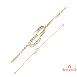 Bracelet plaqué or motif ovale zirconium – Carla Nogueres – 16+2 cm – Garantie 2 ans