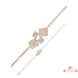 Bracelet plaqué or 4 carrés zirconium – Carla Nogueres – 16+2 cm – Garantie 2 ans
