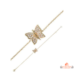 Bracelet papillon en plaqué or – Carla Nogueres – Zirconium – 16+2 cm