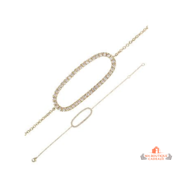 Bracelet plaqué or avec motif ovale zirconium – Carla Nogueres – 16+2 cm – Garantie 2 ans