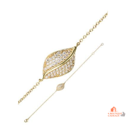 Bracelet plaqué or motif feuille – Carla Nogueres – 16+2 cm – Garantie 2 ans