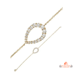 Bracelet plaqué or Carla Nogueres – motif goutte en zirconium – 16+2 cm – Garantie 2 ans