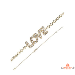 Bracelet plaqué or motif LOVE – Carla Nogueres – 16+2 cm – Garantie 2 ans