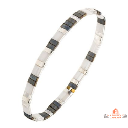 Bracelet fantaisie cristaux japonais gris blanc argenté