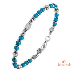 Bracelet Carla Nogueres acier pierres naturelles turquoise garanti 2 ans