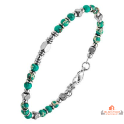 Bracelet Carla Nogueres acier pierres naturelles vertes garanti 2 ans
