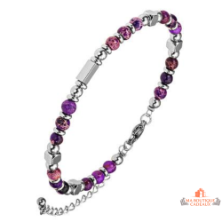 Bracelet Carla Nogueres acier pierres naturelles violine garanti 2 ans