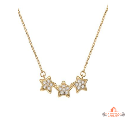 Collier pendentif plaqué or trois étoiles zirconium – Carla Nogueres – Femme – 45 cm