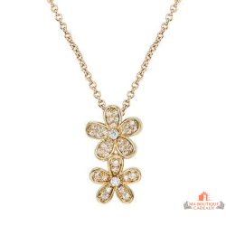 Collier pendentif plaqué or deux fleurs zirconium – Carla Nogueres – Femme