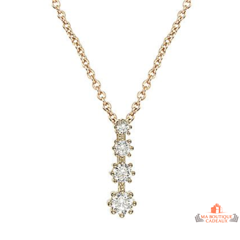 Collier pendentif plaqué or avec quatre pierres serties de zirconium – Carla Nogueres – Femme
