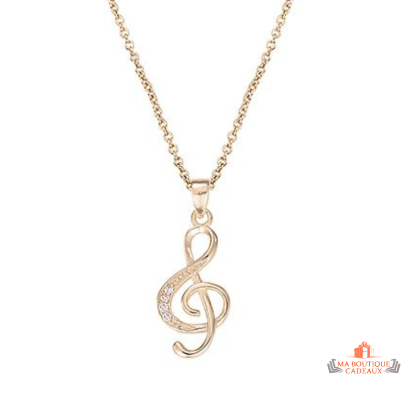 Collier plaqué or pendentif note de musique zirconium – Carla Nogueres – Femme