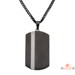 Collier homme acier noir style plaque militaire – Bivouac – Bijou masculin garanti 2 ans