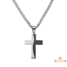 Collier pendentif homme en acier noir motif croix – Bivouac – Garantie 2 ans