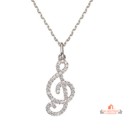 Collier en argent note de musique sertie de zirconium – Carla Nogueres – Femme – 45 cm