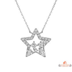 Collier pendentif en argent étoile sertie de zirconium – Carla Nogueres – Femme – 45 cm