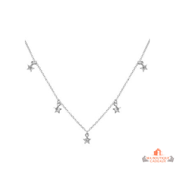 Collier en argent pendentif cinq étoiles serties zirconium – Carla Nogueres – Femme – 45 cm