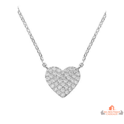 Collier en argent pendentif cœur serti de zirconium – Carla Nogueres – Femme – 45 cm