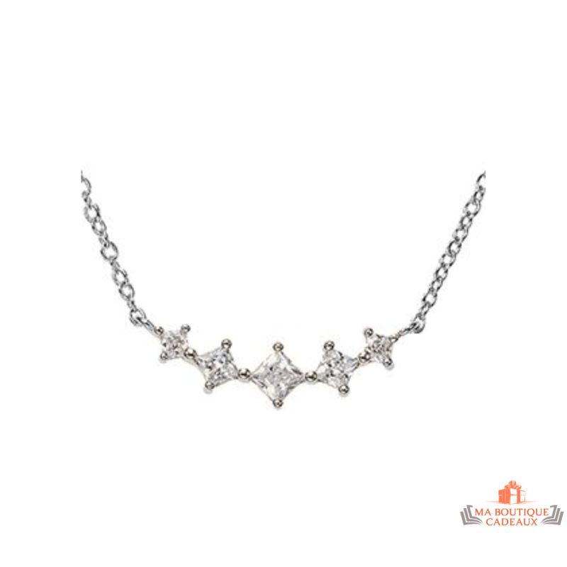 Collier en argent 5 pierres zirconium – Carla Nogueres – Femme – 42+3 cm