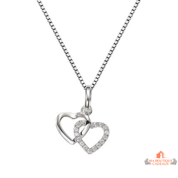 Collier argent deux cœurs entrelacés – Carla Nogueres – 42+3 cm