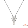 Collier argent fleur zirconium & perle – Carla Nogueres – 42+3 cm