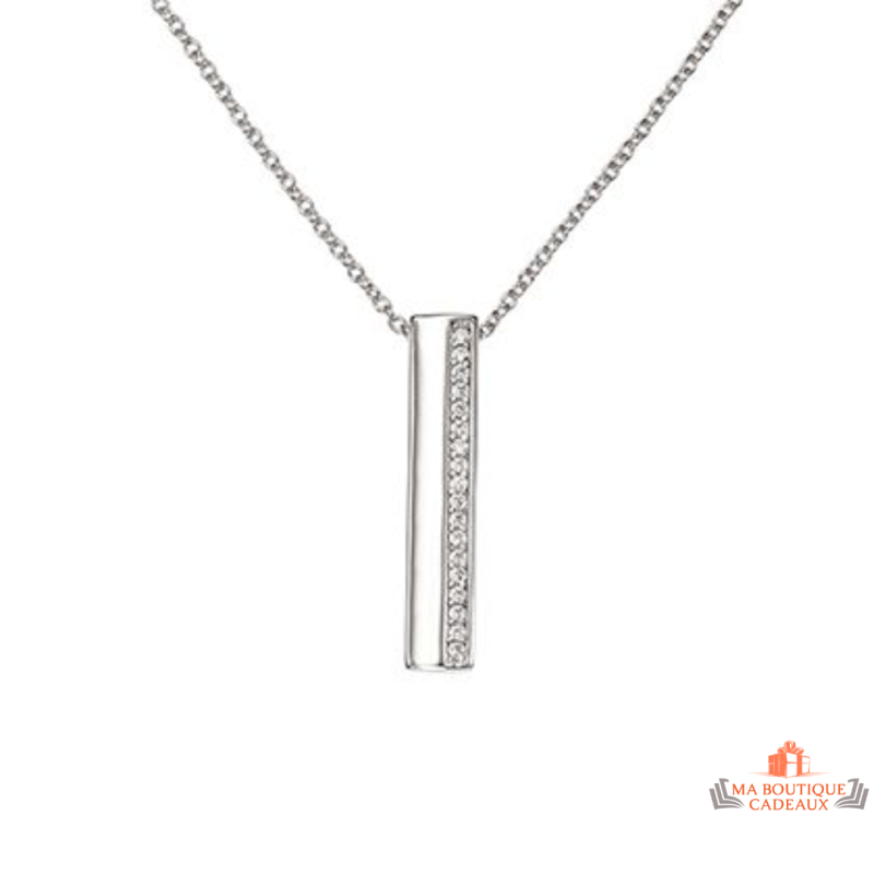 Collier argent rectangle bicolore Carla Nogueres – 42+3 cm