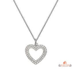 Collier cœur en argent avec zirconium – Carla Nogueres – Femme – 42+3 cm