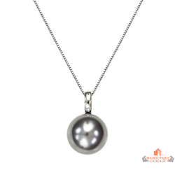 Collier en argent avec demi perle grise – Carla Nogueres – 42+3 cm