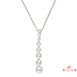 Collier argent 8 perles blanches Carla Nogueres – 42+3 cm