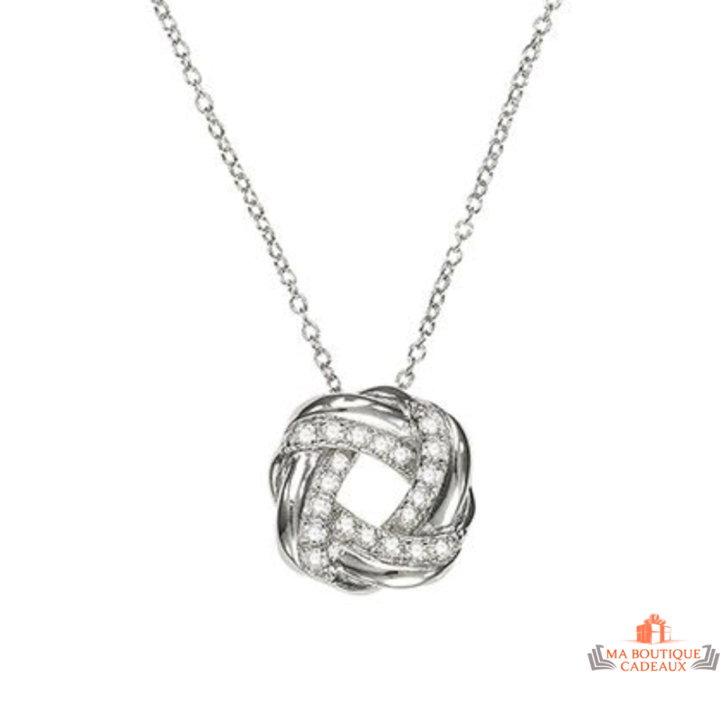 Collier pendentif en argent motif nœud entrelacé Carla Nogueres – 42+3 cm