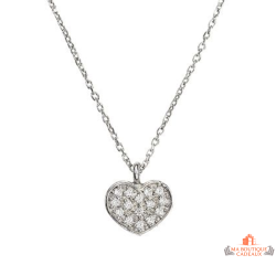 Collier pendentif cœur en argent et zirconium – Carla Nogueres – 42+3 cm