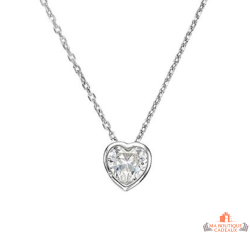 Collier pendentif argent cœur et cristal zirconium Carla Nogueres – 42+3 cm