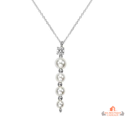 Collier pendentif argent 4 perles blanches – Carla Nogueres – 42+3 cm